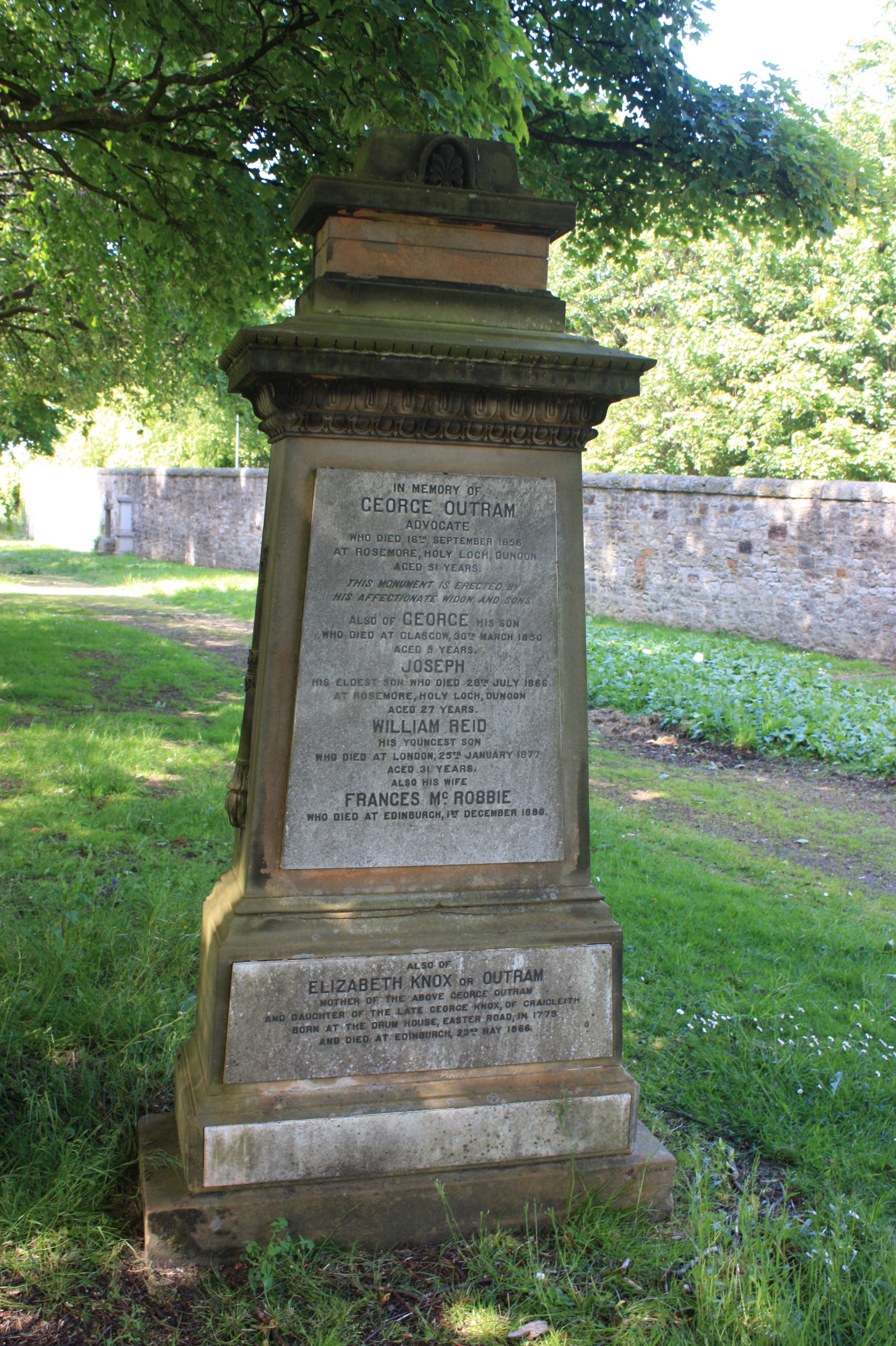 George Outram's grave, Warriston Cemetery