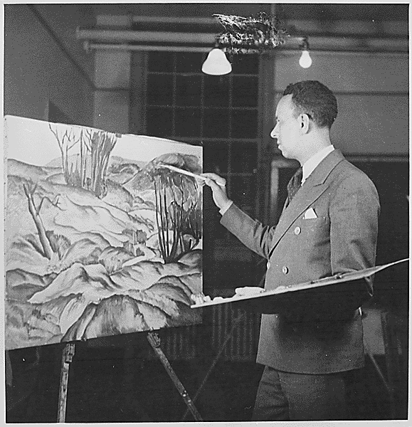 Hale Woodruff in studio