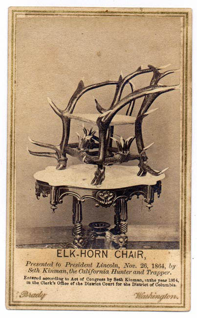 Elkhorn chair presented to President Abraham Lincoln. Photo by Mathew Brady