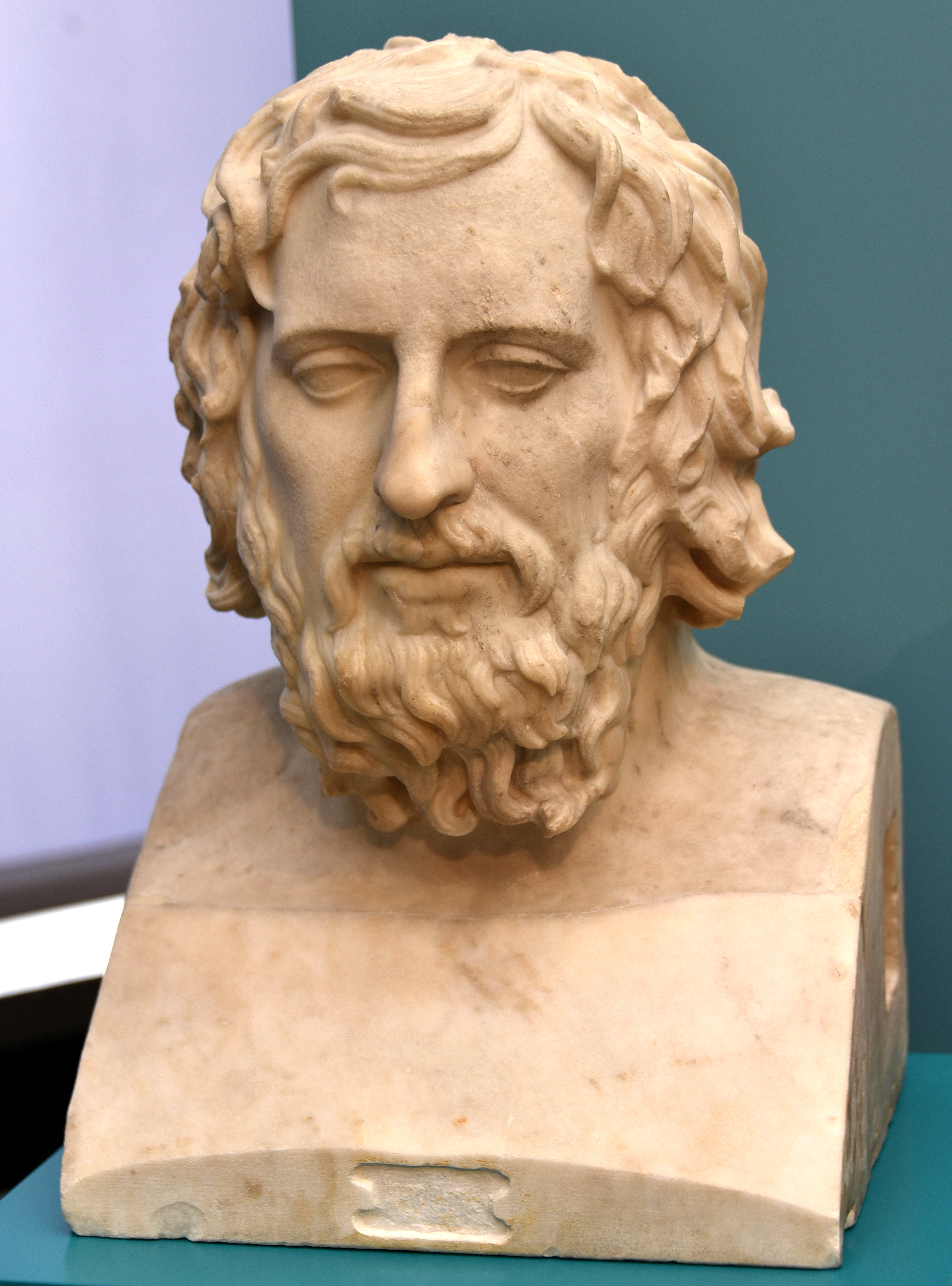 Marble bust of a severe and mean-looking athenian legislator on Craiyon