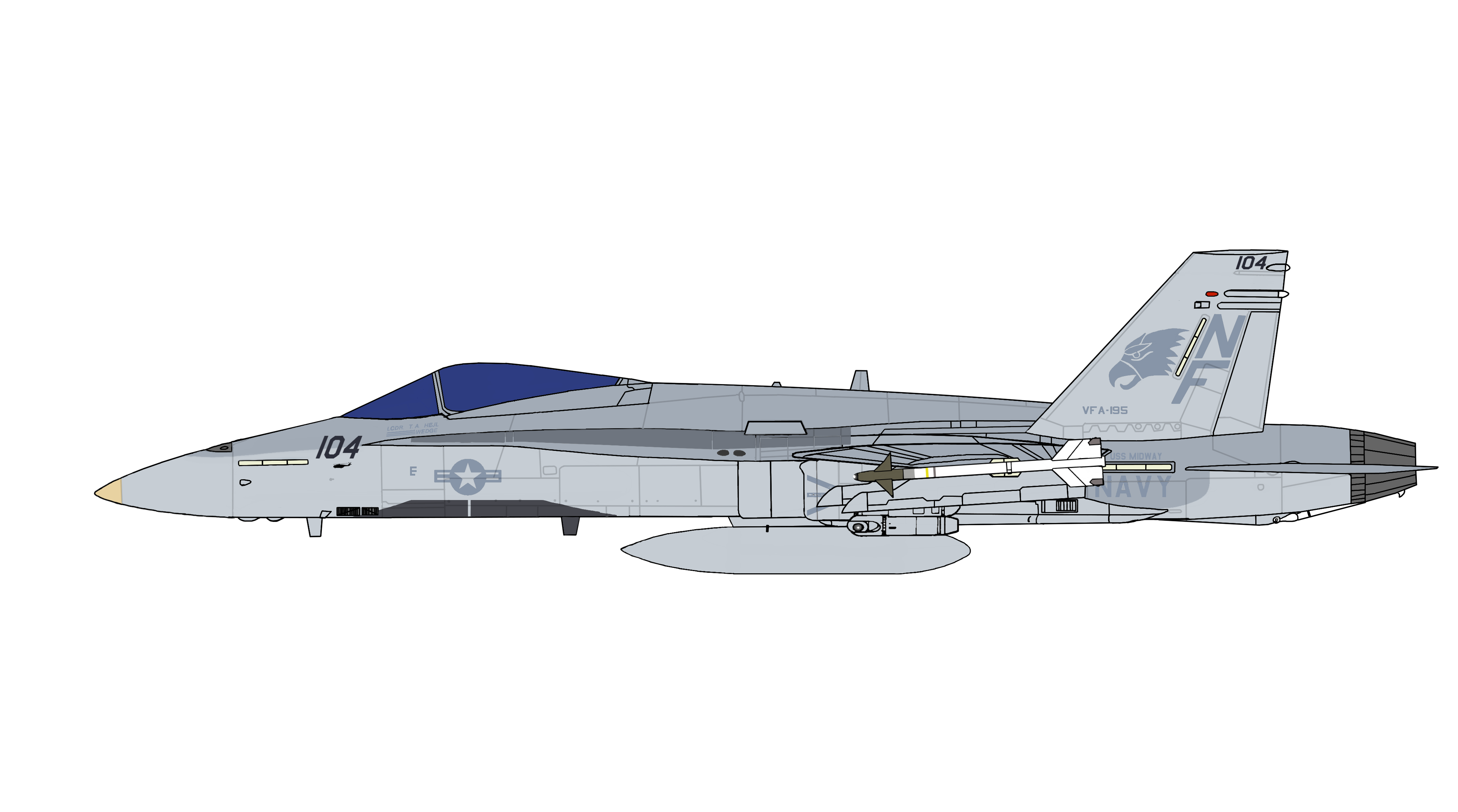 File:McDonnell Douglas F-A-18A Hornet US Navy VFA-195 NF104 (Post 1991 Gulf  War) BuNo 162828.png - Wikipedia