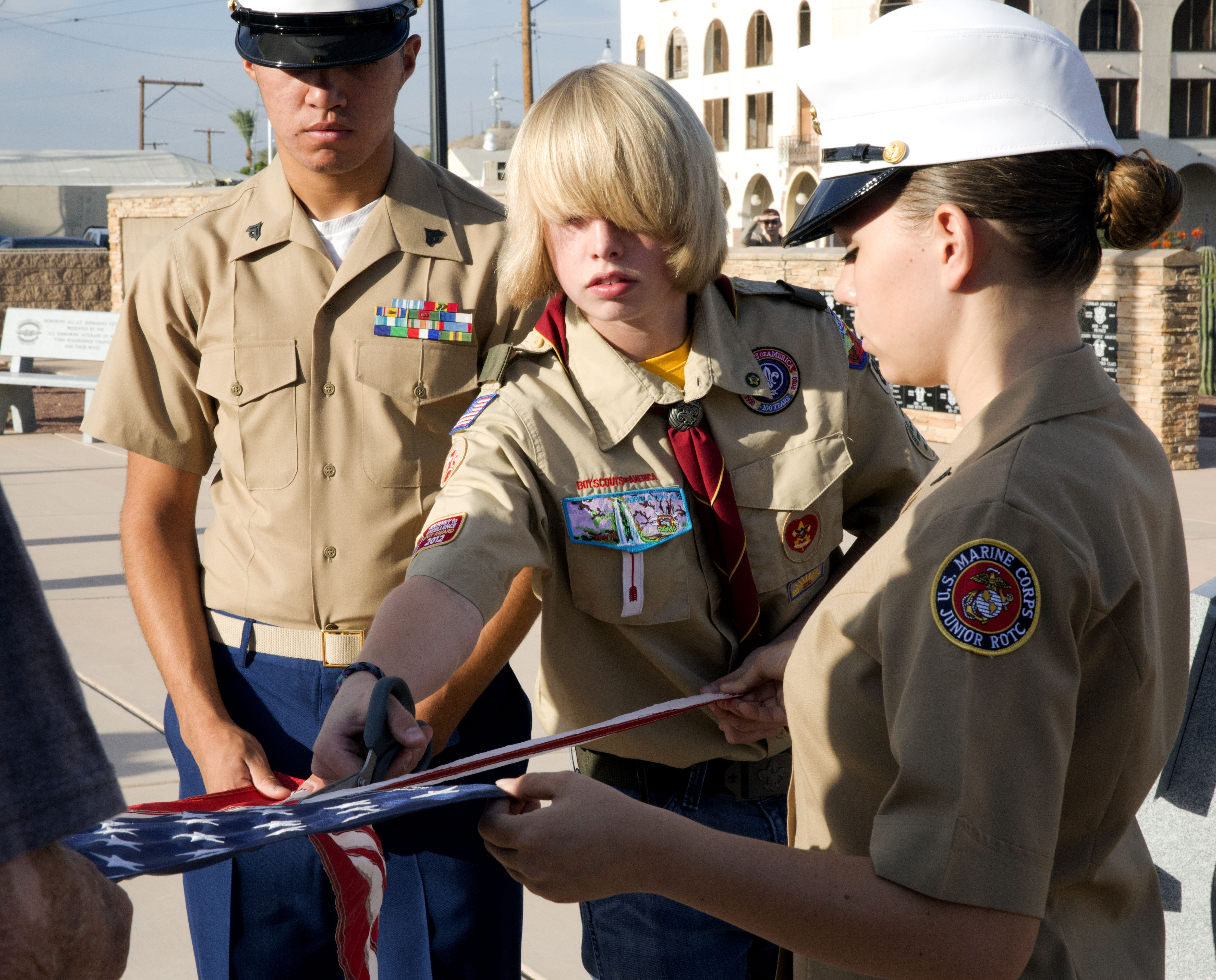 File Boy Scout Dedicates Fire Pit For Flag Retirement 140528 M