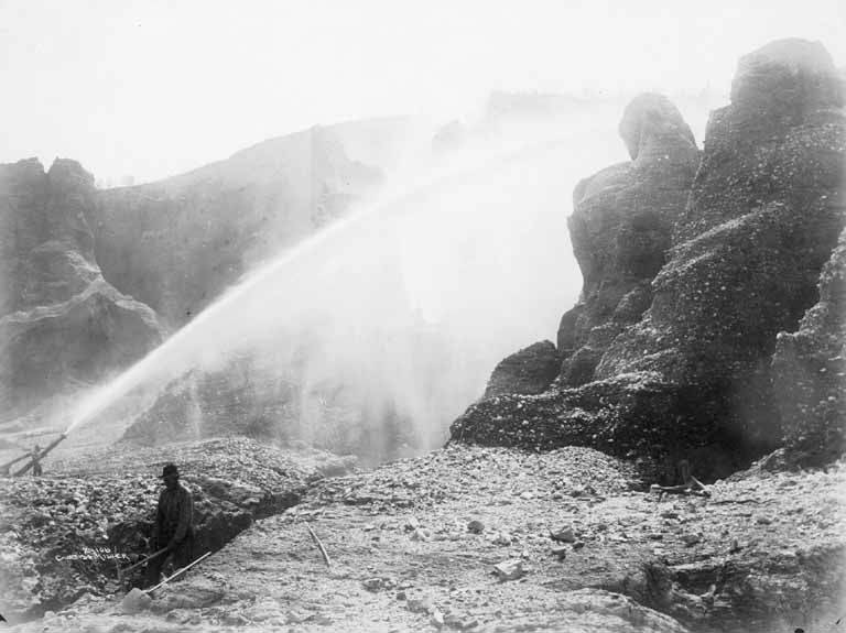 File:Hydraulic mining operation, probably Dawson, ca 1914 (CURTIS 1892).jpeg