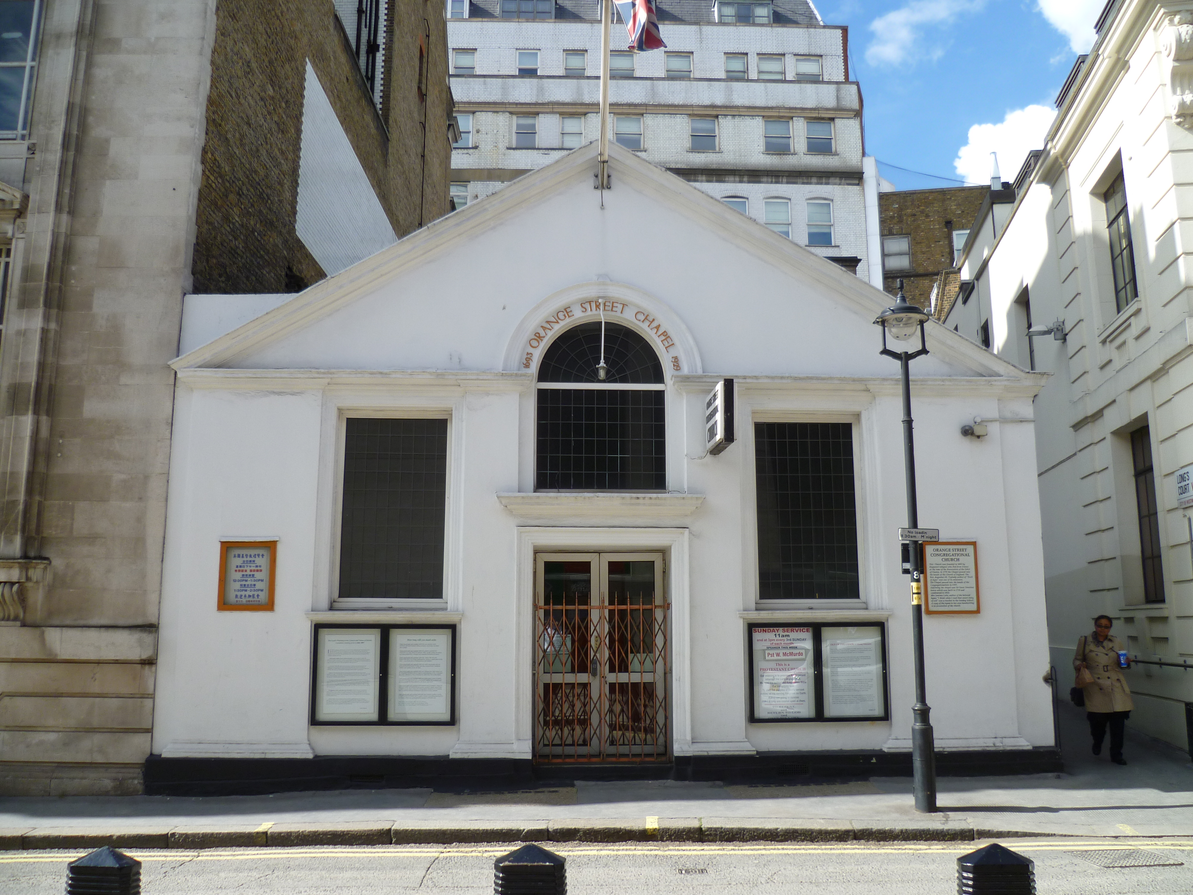 Orange street. Church in London.