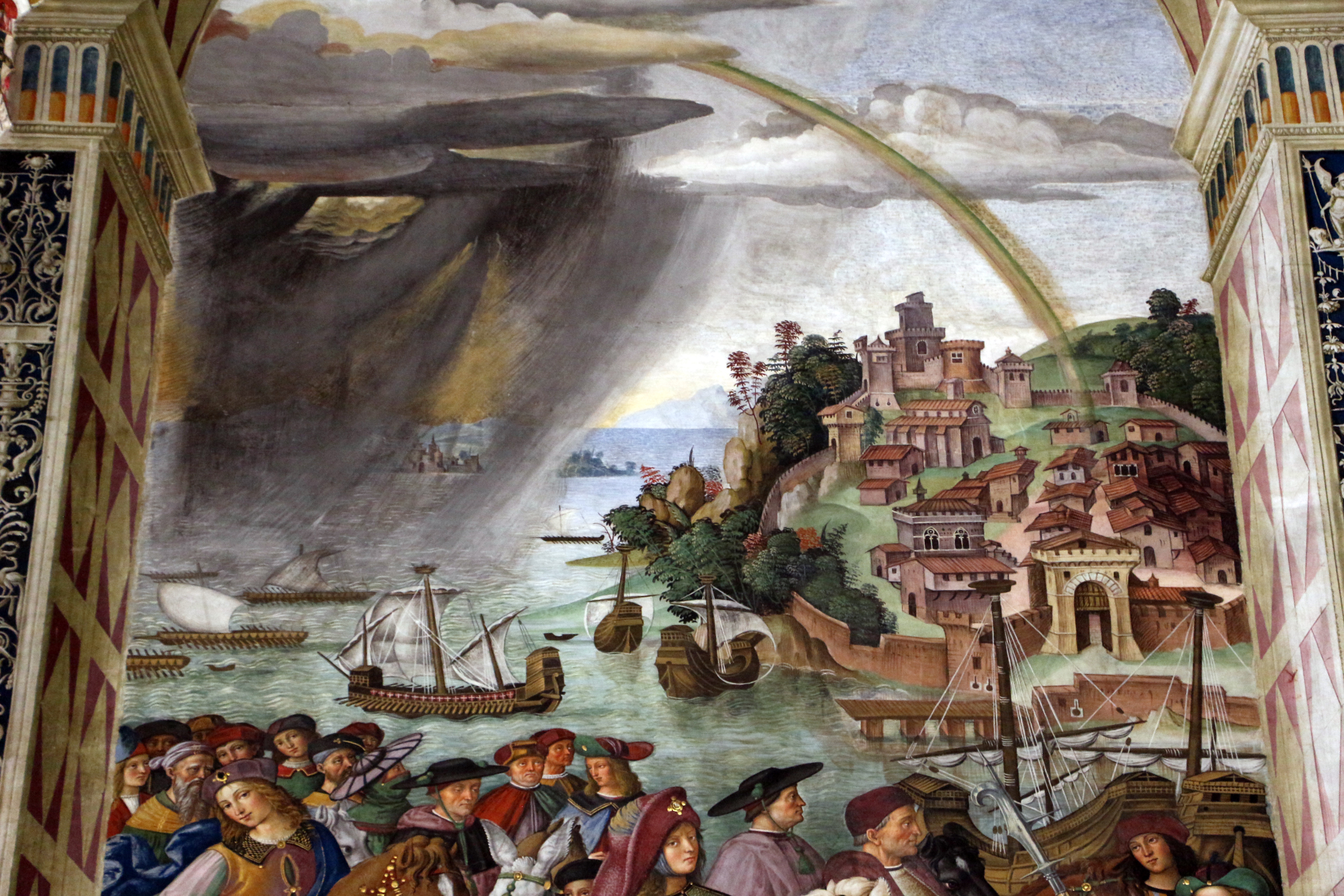 File:Pinturicchio, liberia piccolomini, 1502-07 circa, Enea Silvio  Piccolomini parte per il concilio di Basilea 02 temporale.JPG - Wikipedia