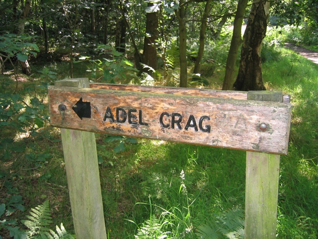 Signpost to Adel Crag - geograph.org.uk - 493635