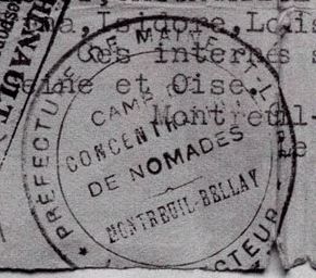 A seal on a document on the Montreuil-Bellay "nomad concentration camp" (1943).
