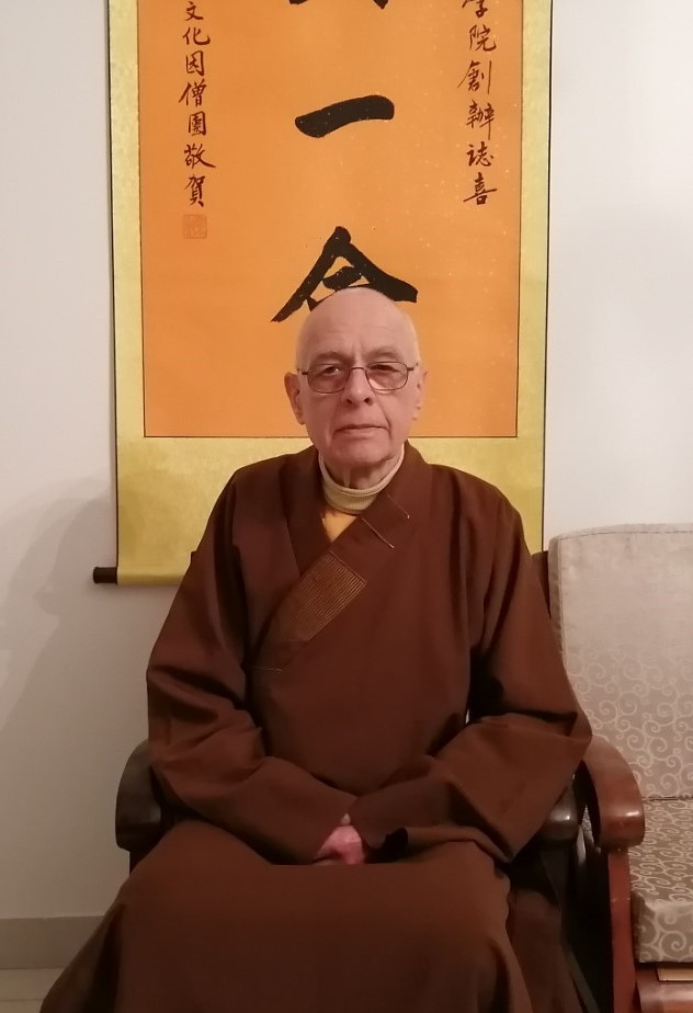 Master Pāsādika in his office at French buddhist Academy.