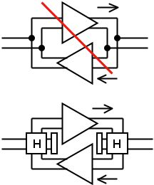 Using hybrids for bidirectional amplification TwoWireRepeater.jpg