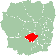 Map of former Antananarivo Province showing the location of Faratsiho (red).