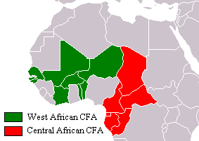 Países que utilizan el franco CFA