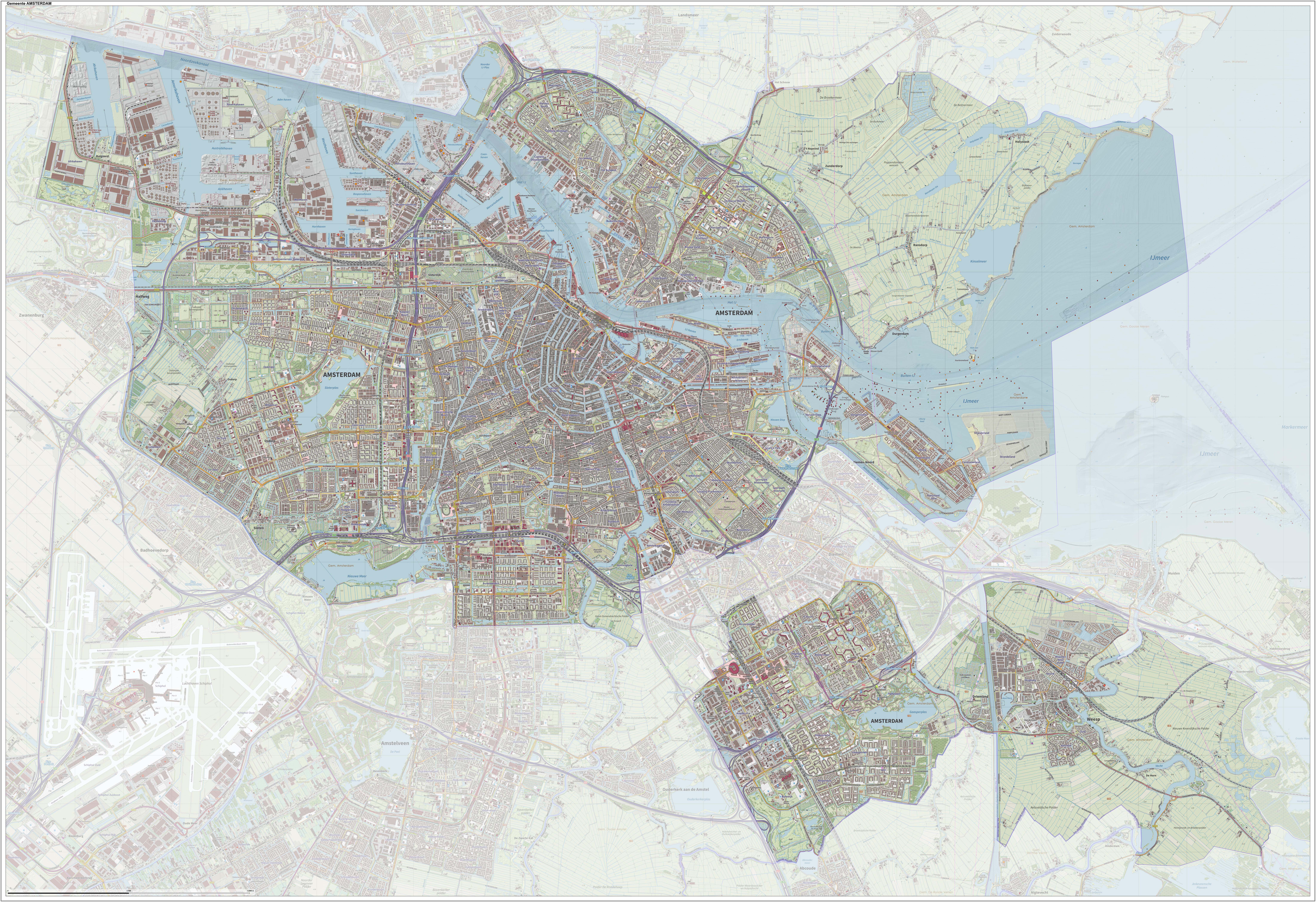 Topographic map of Amsterdam.
