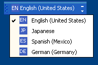 A standalone Language Bar in Windows XP, with language selection menu open