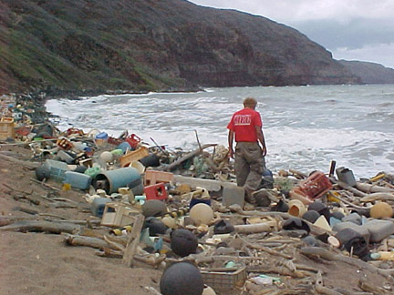 File:Marine debris on Hawaiian coast.jpg