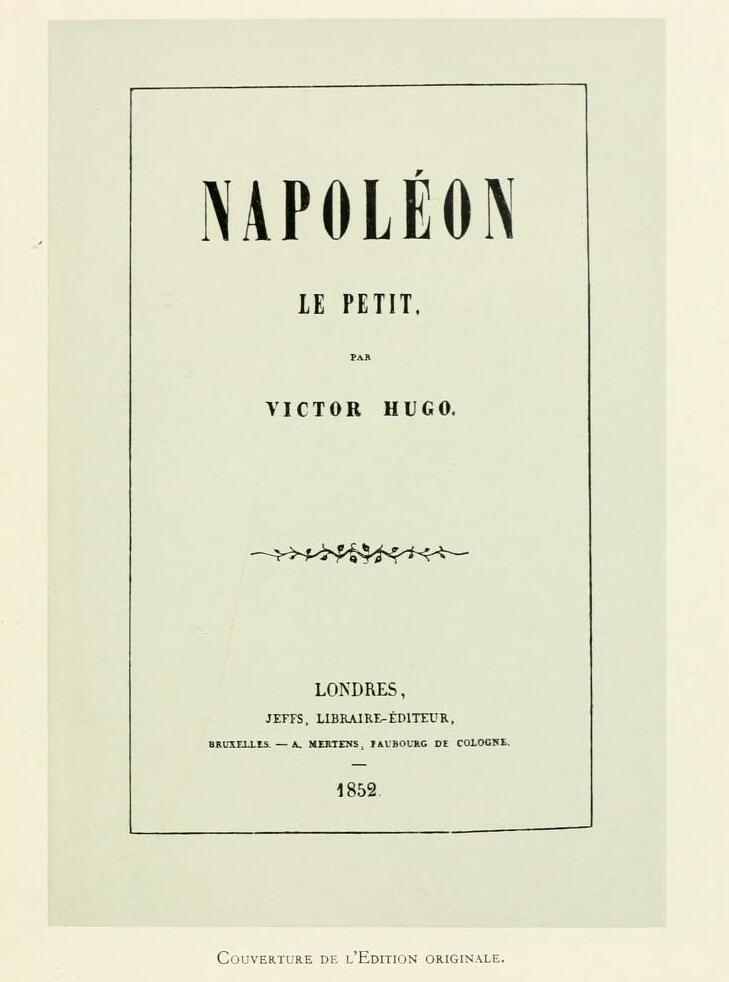 Couverture de l’édition originale de Napoléon-le-Petit