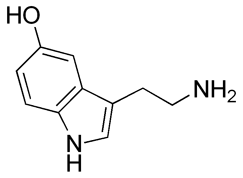Molecuulstructuur van de neurotransmitter serotonine