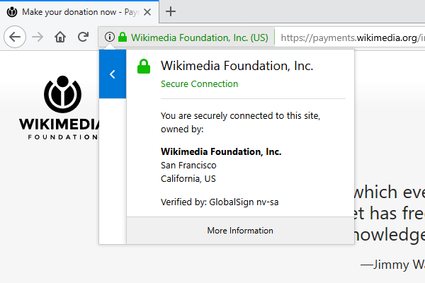 File:Wikimedia donation page with extended validation certificate in firefox.png