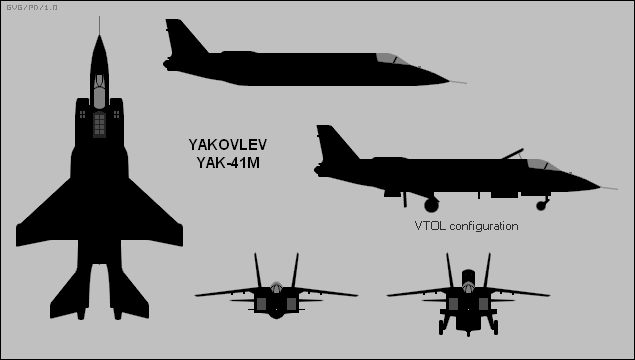 Future Russian Aircraft Carriers and Deck Aviation. - Page 17 Yakovlev_Yak-41M_%28Yak-141%29_three-view_silhouette