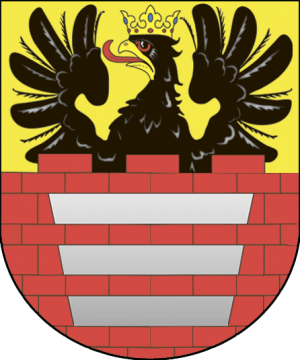 The coat of arms of Mir, Belarus.