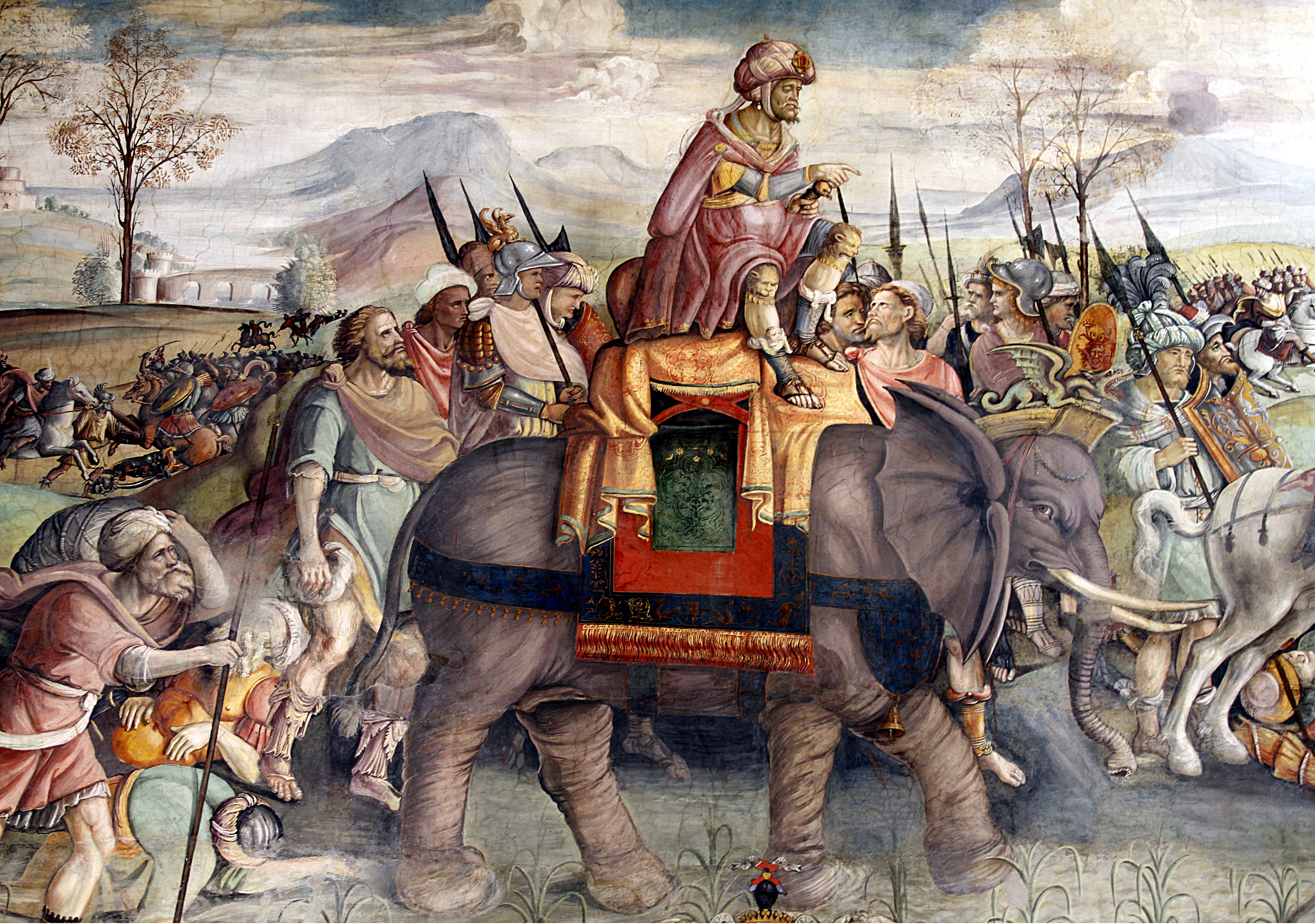 vojevůdce Hannibal překračuje se svou armádou Alpy