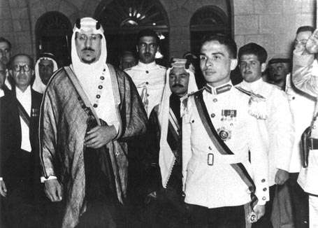 File:King Hussein of Jordan with King Saud bin Abdul Aziz of Saudi Arabia in 1954.jpg