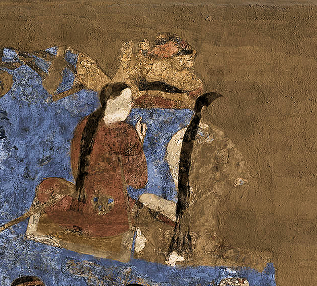 File:Afrasiab. Seated Turkish attendants. 7th century CE.jpg