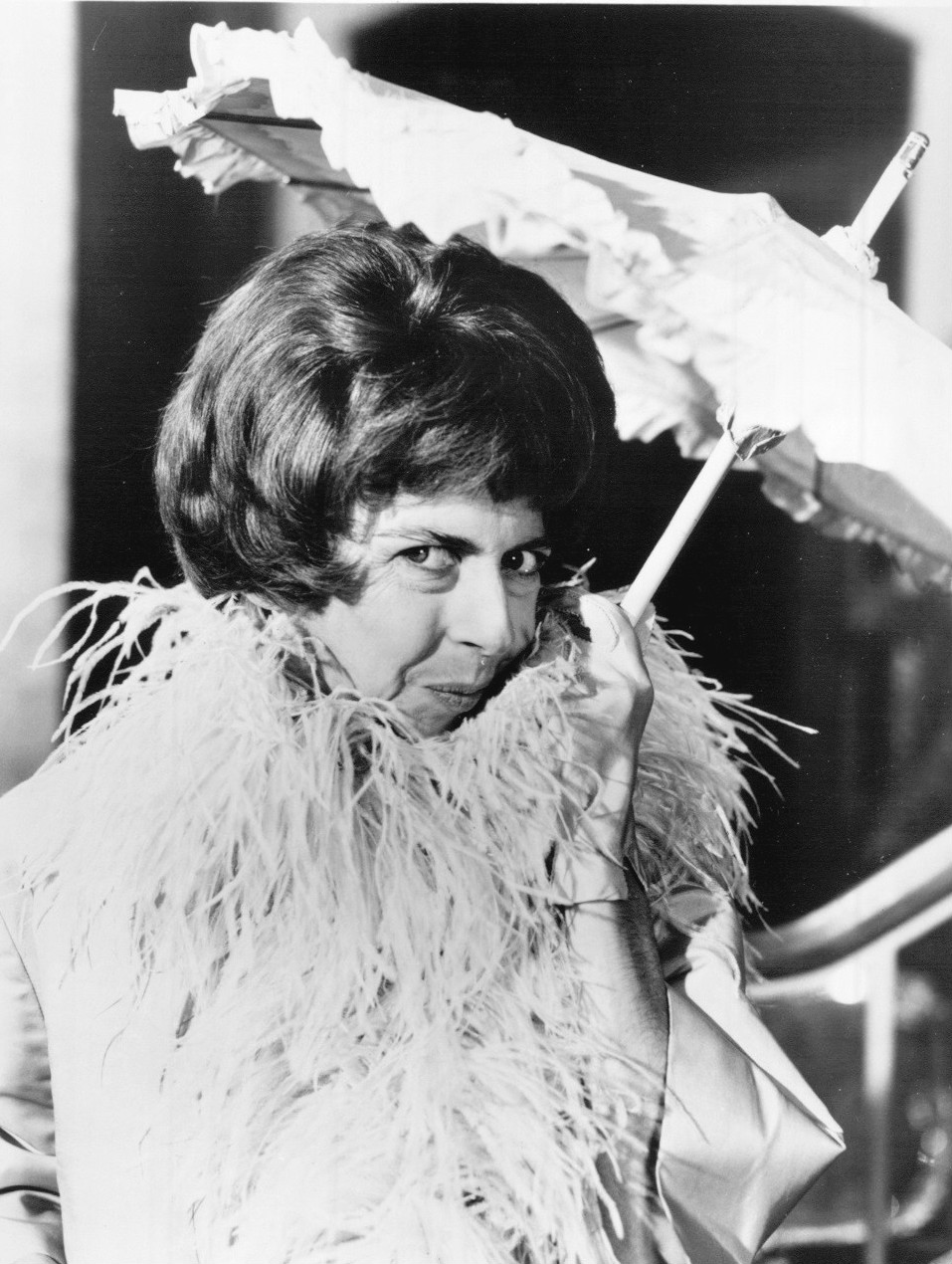 As Gladys Kravitz in a 1966 publicity still for the ''Bewitched'' episode "Samantha, the Dressmaker"