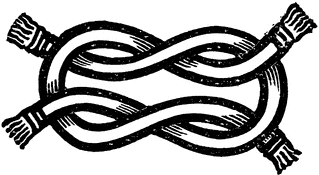 Bourchier knot (of granny knot variety), published in Aveling, S.T., Heraldry Ancient & Modern, New York, 1891