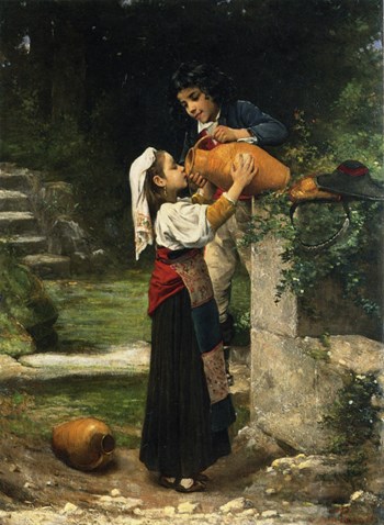 File:Charles Victor Thirion - The first taste, In the spring (1877).jpg