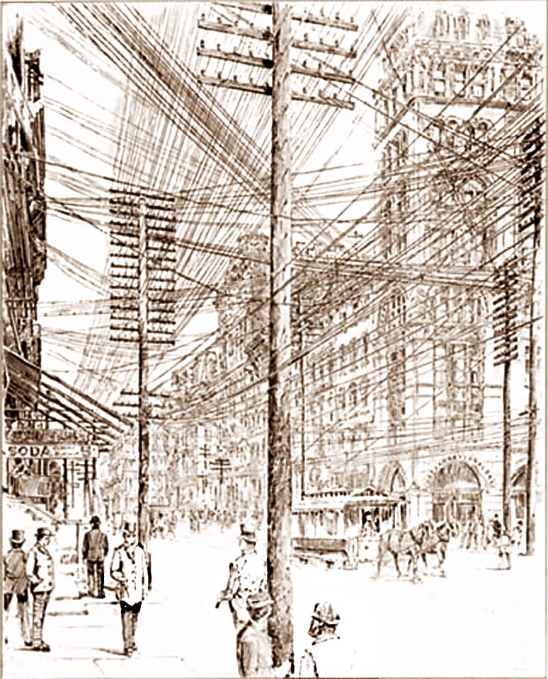 New York City History of Powerlines in 1890