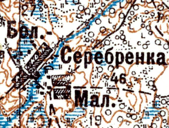 Деревня Серебрянка карте 1926 года