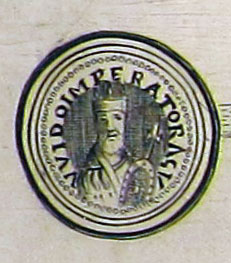 Seal of king Guy on a paper from his coronation, Pavia, 889 AD