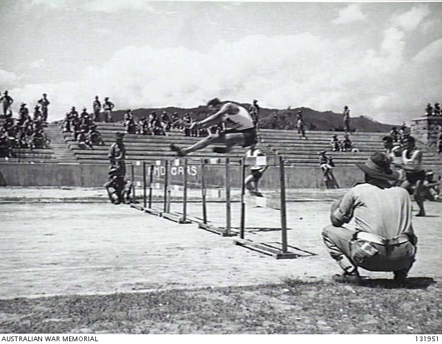 File:131951 PARTICIPANTS FROM 34TH INFANTRY BRIGADE COMPETING IN THE 120 YARDS HURDLES CHAMPIONSHIP AT A SPORTS CARNIVAL AT THE KANNON OVAL.JPG