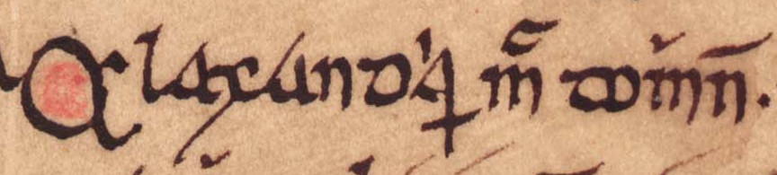 More details The apparent name of Alasdair Óg as it appears on folio 71v of Oxford Bodleian Library Rawlinson B 489 (the Annals of Ulster)