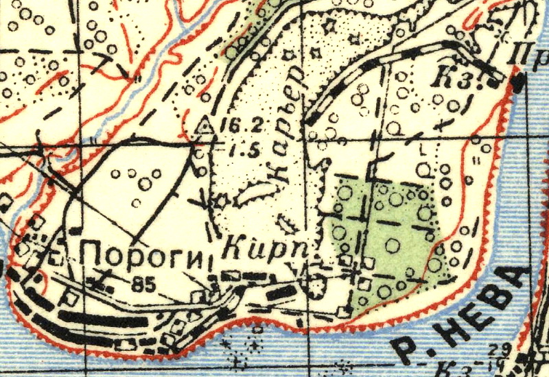 План деревни Большие Пороги. 1939 год