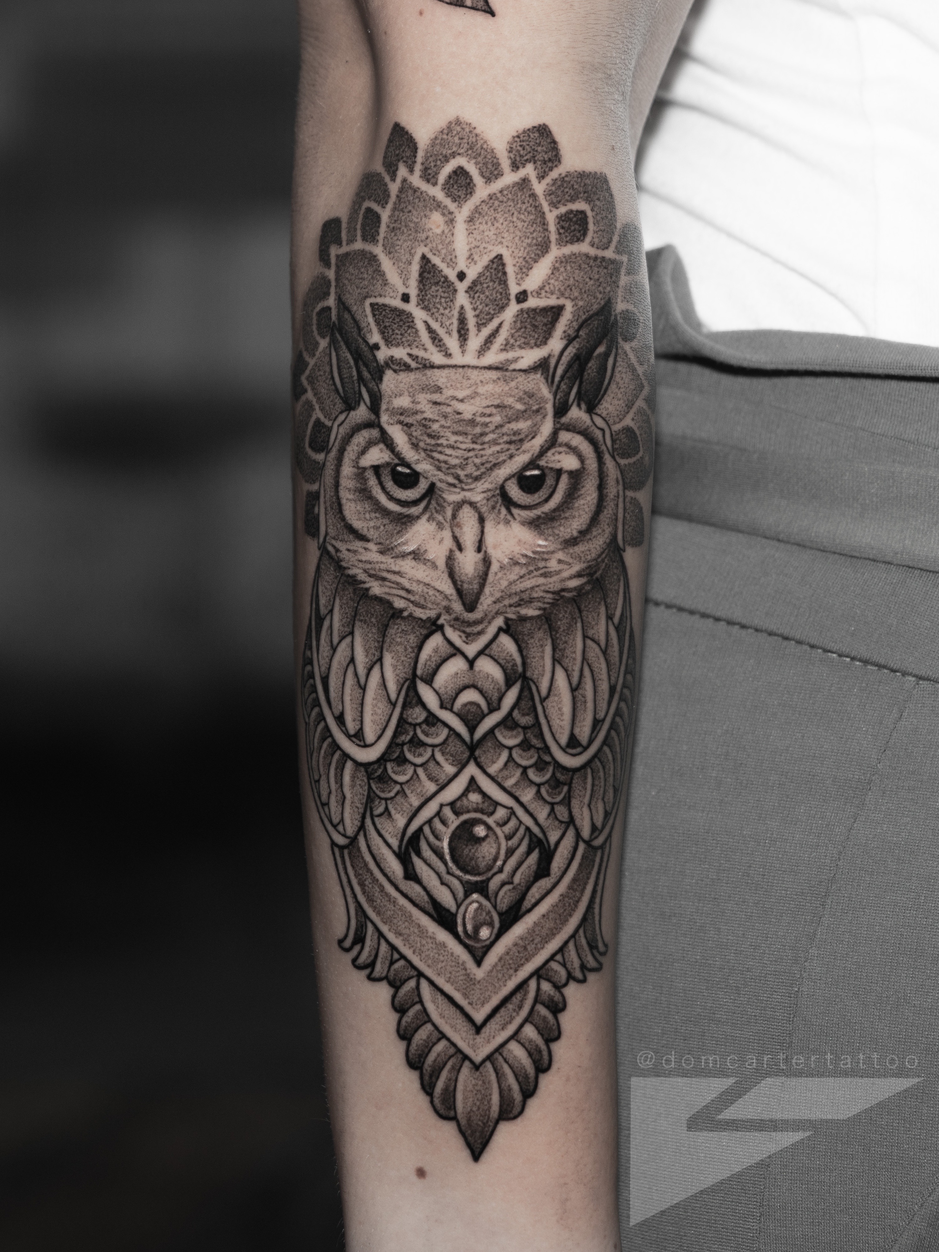 Dom Carter Blackwork Owl Tattoo