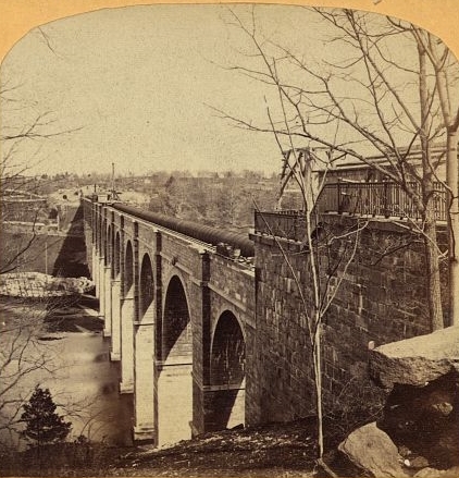 File:High Bridge from south end showing the great water pipe by Frederick Ferris Thompson, 1863.jpg