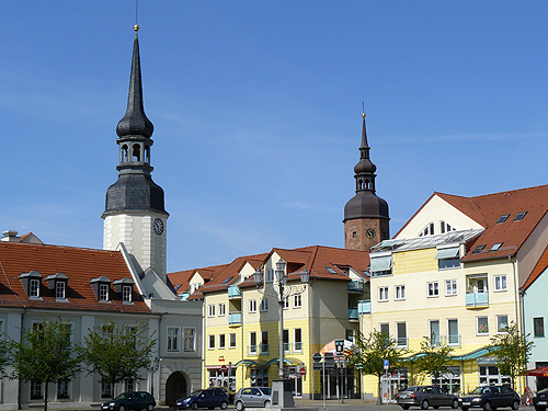 Rathaus und Kreuzkirche in Spremberg