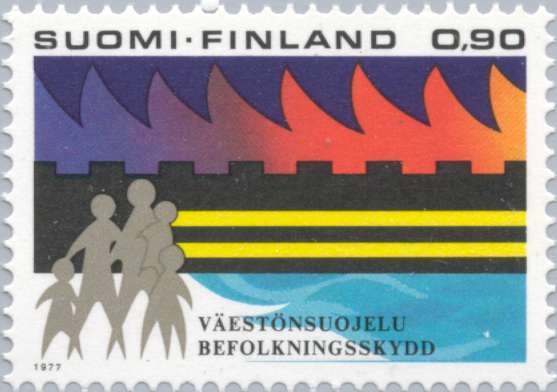 File:Stamp of Finland - 1977 - Colnect 46827 - Family in front of protective wall.jpeg