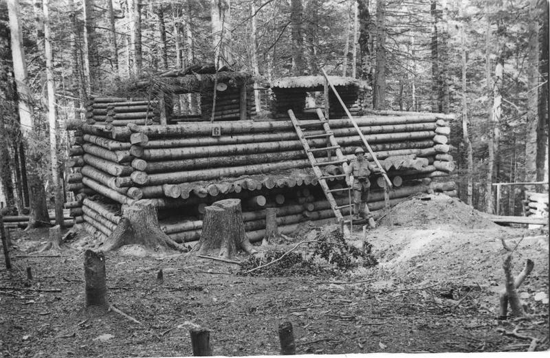 File:Abris ennemis dans la forêt, construits en rondins de bois et repris par nos troupes - Médiathèque de l'architecture et du patrimoine - AP62T123243.jpg