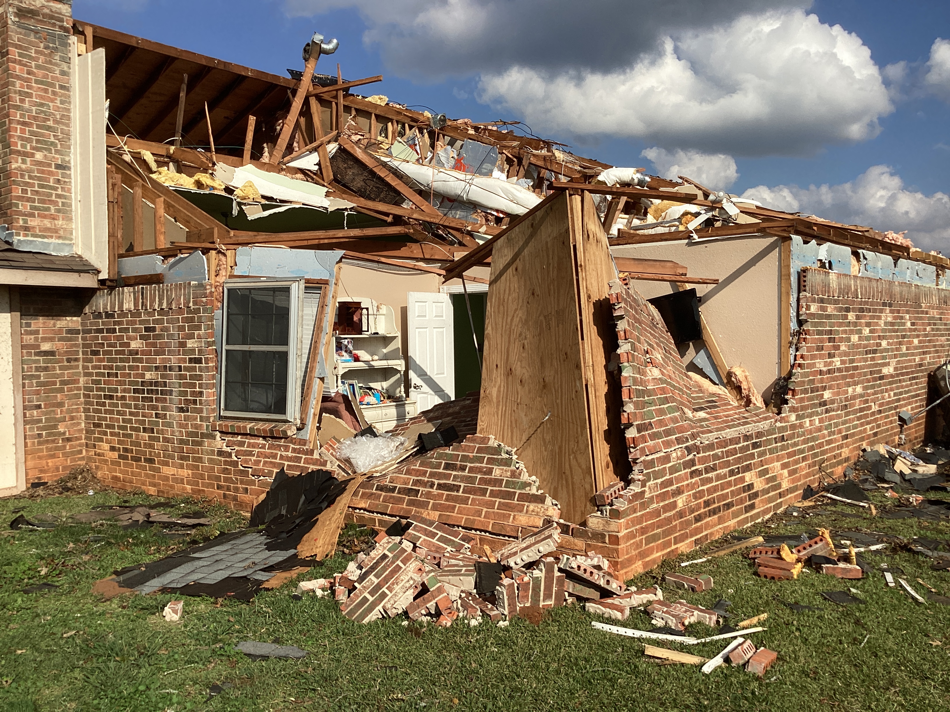 EF2 damage to a home in Hughes Springs, Texas.