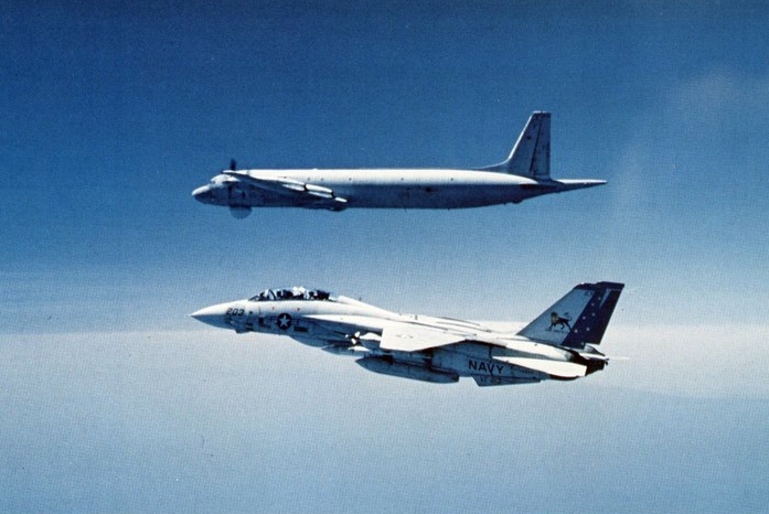 File:F-14A VF-213 intercepting Il-38 in 1981.jpg