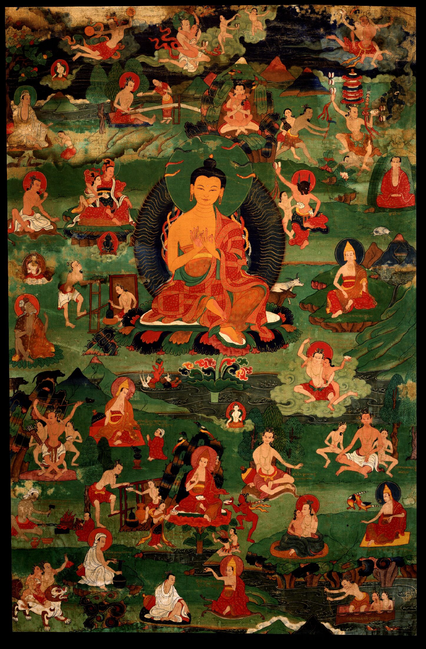 Pintura do século XVIII que representa a Nāgārjuna con trinta dos oitenta e catro [[Mahasiddha