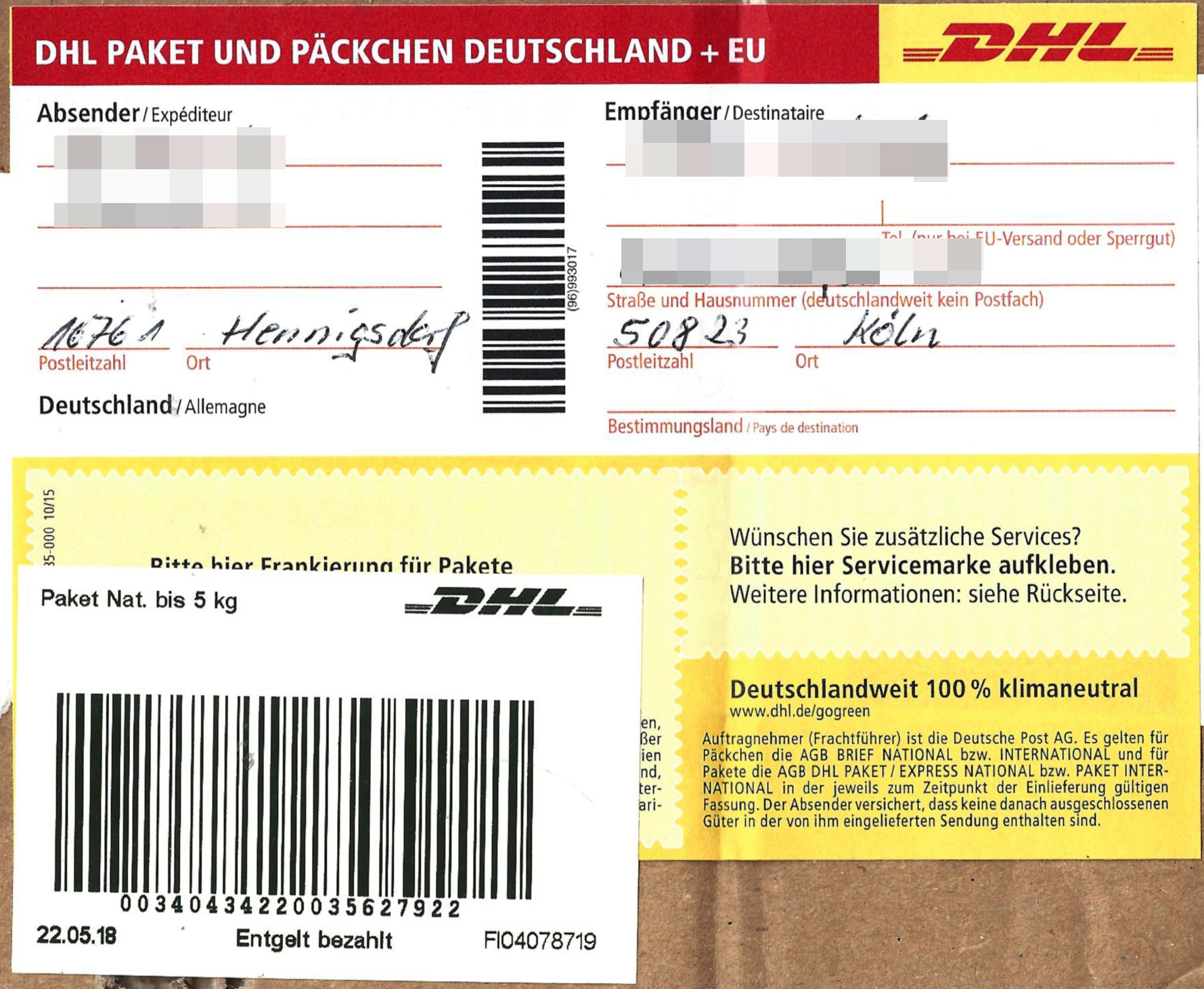 Teoretisk sollys Lull File:Paketaufkleber DHL innerdeutsch Label Paket Nat. bis 5 kg Entgelt  bezahlt 2018.jpg - Wikimedia Commons