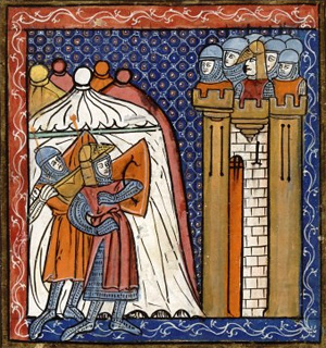 Крестоносцы у стен Иерусалима, миниатюра, XIII век