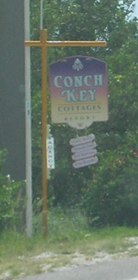 Sign for 'Conch Key Cottages' on Little Conch Key Conch Key sign.jpg