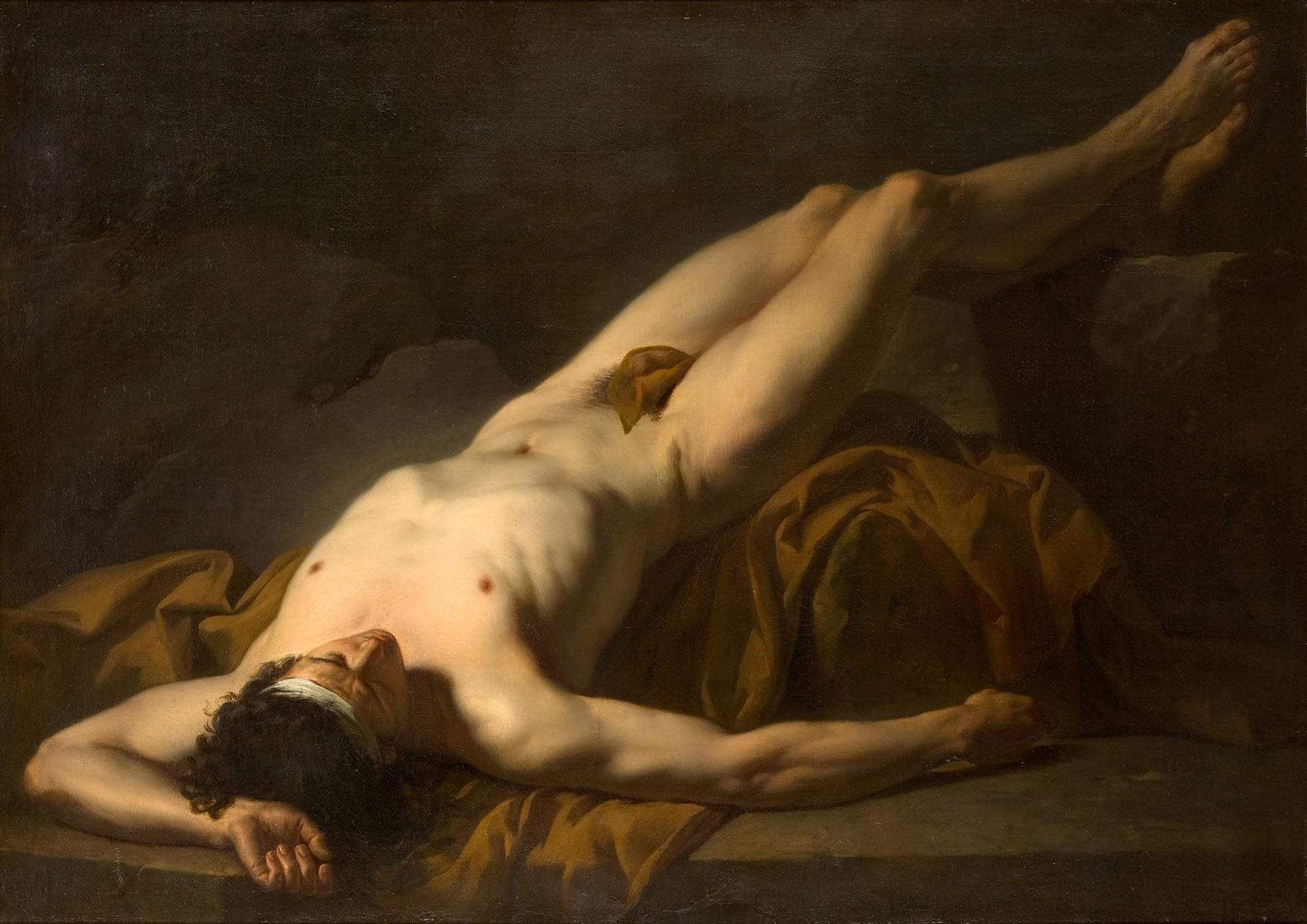 male beauty in art: Jacques-Louis David, Male Nude Known As Hector, 1778.