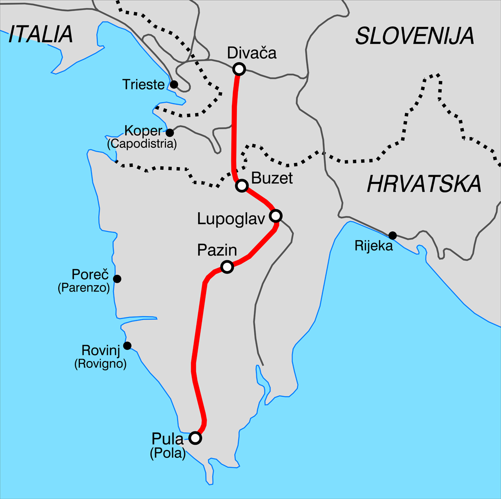 Kolinda: Nedopustivo je da se iz Istre vlakom u druge dijelove Hr ide preko Zlovenije Map_Istrian_railway