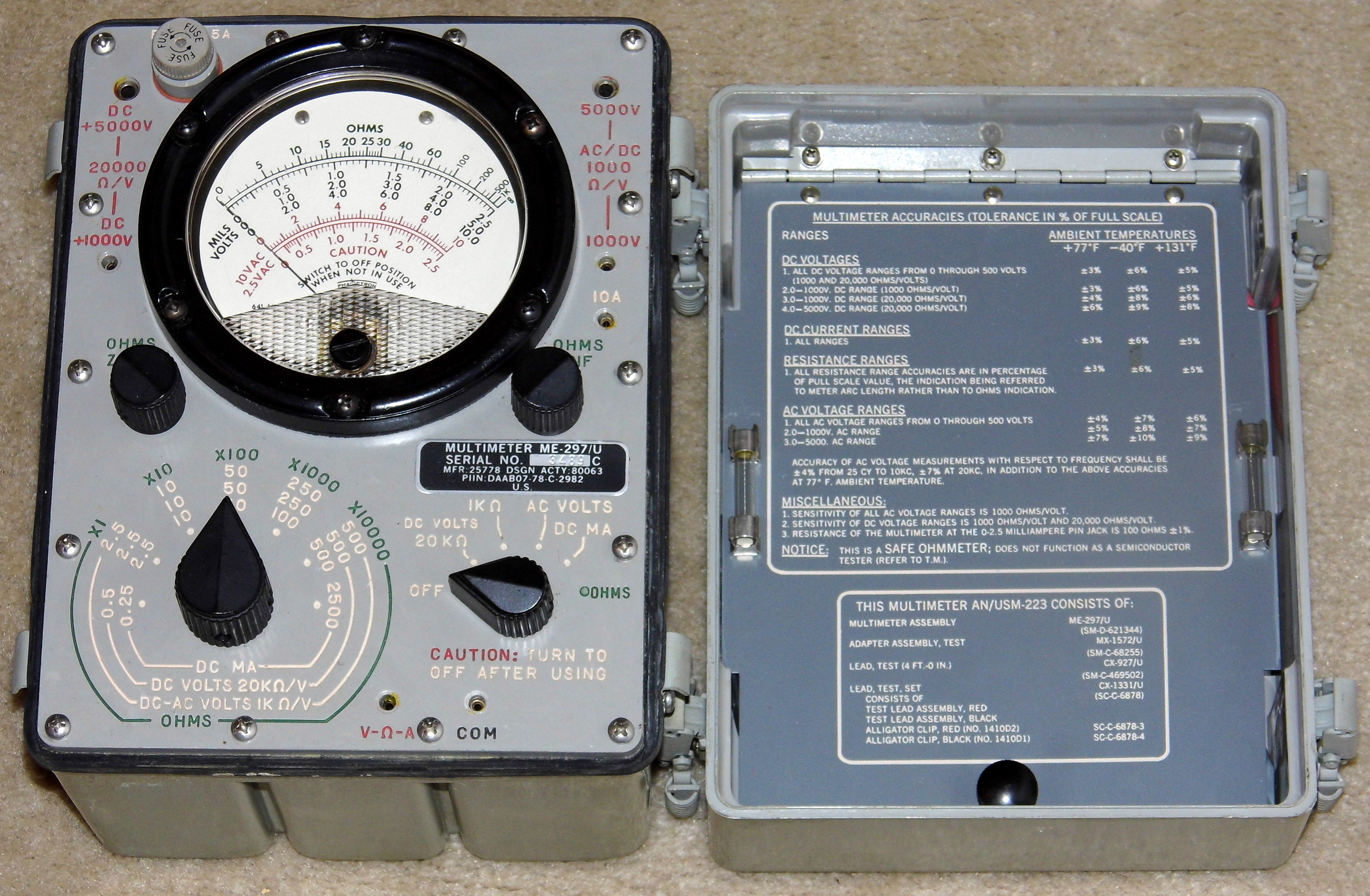 File:Vintage Military Multimeter AN-USM-223 (aka ME-297-U), Made