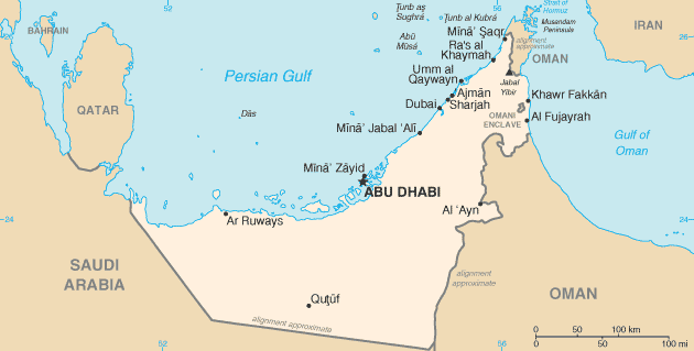 Cartina degli Emirati Arabi Uniti